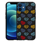 Hoesje Zwart geschikt voor iPhone 12/12 Pro - Doodle hearts