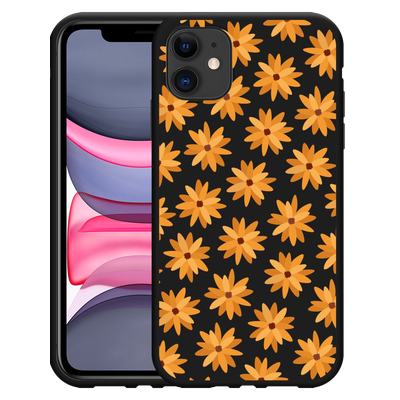 Cazy Hoesje Zwart geschikt voor iPhone 11 Oranje Bloemen