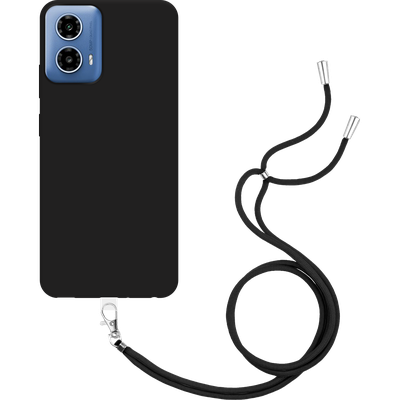 Cazy TPU Hoesje met Koord geschikt voor Motorola Moto G34 - Zwart