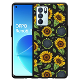 Hoesje Zwart geschikt voor Oppo Reno6 Pro 5G - Sunflowers