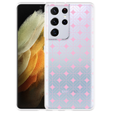 Hoesje geschikt voor Samsung Galaxy S21 Ultra - Geometrisch Pink