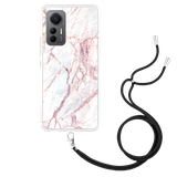 Hoesje met Koord geschikt voor Xiaomi 12 Lite - White Pink Marble