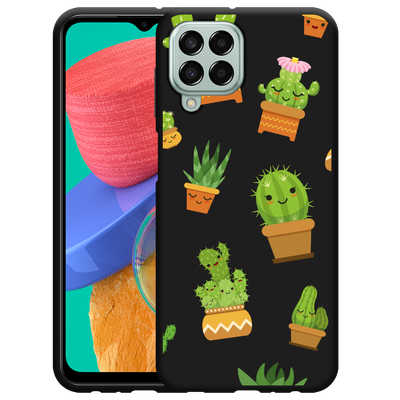 Cazy Hoesje Zwart geschikt voor Samsung Galaxy M33 - Happy Cactus