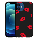 Hoesje Zwart geschikt voor iPhone 12/12 Pro - Red Kisses