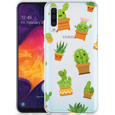 Cazy Hoesje geschikt voor Samsung Galaxy A50 - Happy Cactus