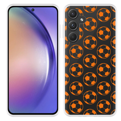 Cazy Hoesje geschikt voor Samsung Galaxy A55 Orange Soccer Balls