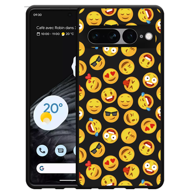 Cazy Hoesje Zwart geschikt voor Google Pixel 7 Pro - Emoji