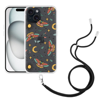 Cazy Hoesje met koord geschikt voor iPhone 15 Magisch Patroon