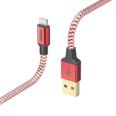 Hama Reflective USB-A naar Lightning Kabel - MFI-gecertificeerd - 150cm - Rood