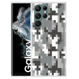 Cazy Hoesje geschikt voor Samsung Galaxy S22 Ultra - Pixel Camouflage