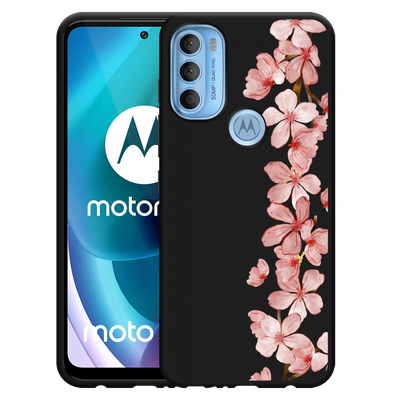 Cazy Hoesje Zwart geschikt voor Motorola Moto G71 - Flower Branch