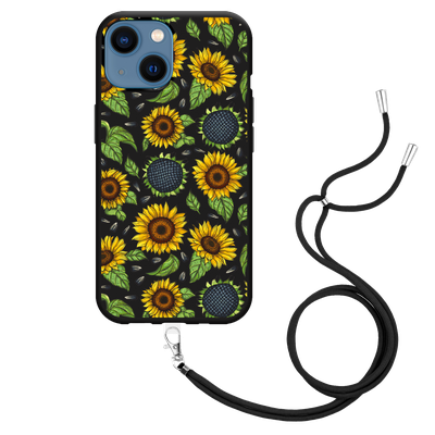 Cazy Hoesje met Koord geschikt voor iPhone 13 Mini - Sunflowers