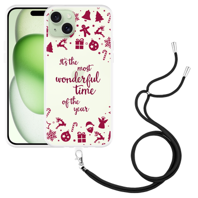 Cazy Hoesje met koord geschikt voor iPhone 15 Plus Most Wonderful Time