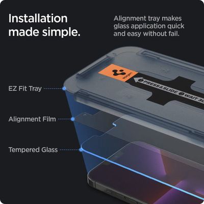 Screen Protector geschikt voor iPhone 13 Pro Max / 14 Plus Spigen Glass Montage Frame EZ FIT 2 Pack
