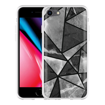 Cazy Hoesje geschikt voor iPhone 8 - Polygon Marmer Grijs