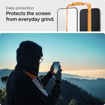 Screen Protector geschikt voor iPhone 15 - Spigen AlignMaster Full Cover Glass - 2 Pack