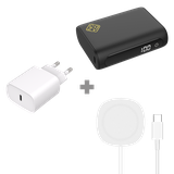 USB-C PD Powerbank 10.000mAh + 2 in 1 Magnetische Draadloze Charger Pad 15W + Power Delivery USB-C Oplader 20W