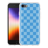 Hoesje geschikt voor iPhone SE 2022 - Blauw Dambordpatroon