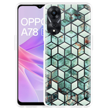 Hoesje geschikt voor Oppo A78 5G Groen Hexagon Marmer