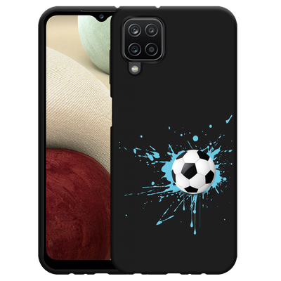 Cazy Hoesje Zwart geschikt voor Samsung Galaxy A12 - Soccer Ball