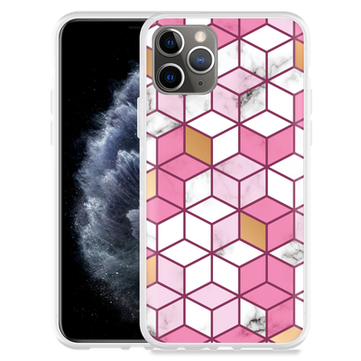 Cazy Hoesje geschikt voor iPhone 11 Pro - Pink White Marble