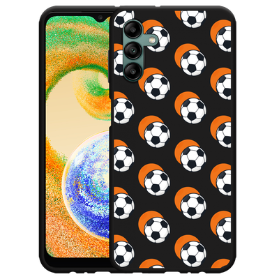 Cazy Hoesje Zwart geschikt voor Samsung Galaxy A04s - Soccer Ball Orange