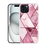 Hoesje geschikt voor iPhone 15 Roze Marmer Mix