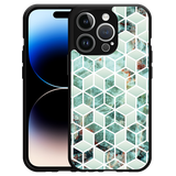 Hardcase Hoesje geschikt voor iPhone 14 Pro Groen Hexagon Marmer