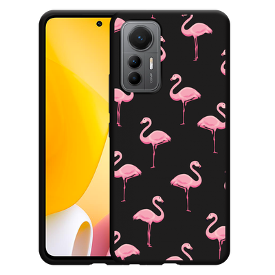 Cazy Hoesje Zwart geschikt voor Xiaomi 12 Lite - Flamingo