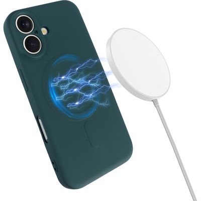 Cazy Soft Color TPU Hoesje geschikt voor iPhone 16 - met Magnetische Ring - geschikt voor Magsafe - Groen