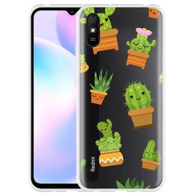 Cazy Hoesje geschikt voor Xiaomi Redmi 9A - Happy Cactus