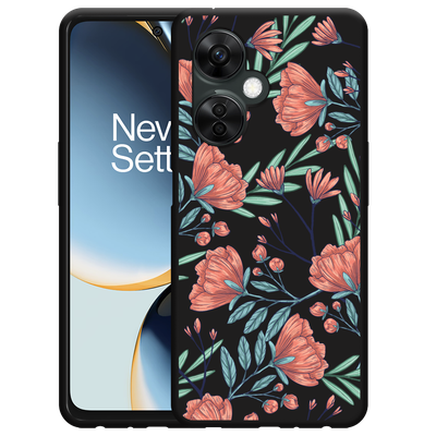 Cazy Hoesje Zwart geschikt voor OnePlus Nord CE 3 Lite 5G Poppy Roses