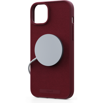 Njord Collections Suede Comfort+ Hoesje geschikt voor iPhone 15 Plus - 2M valbescherming - Gerecycled / Duurzaam materiaal - Rood
