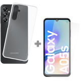 Soft TPU Hoesje + Tempered Glas Screenprotector geschikt voor Samsung Galaxy A05s - Transparant